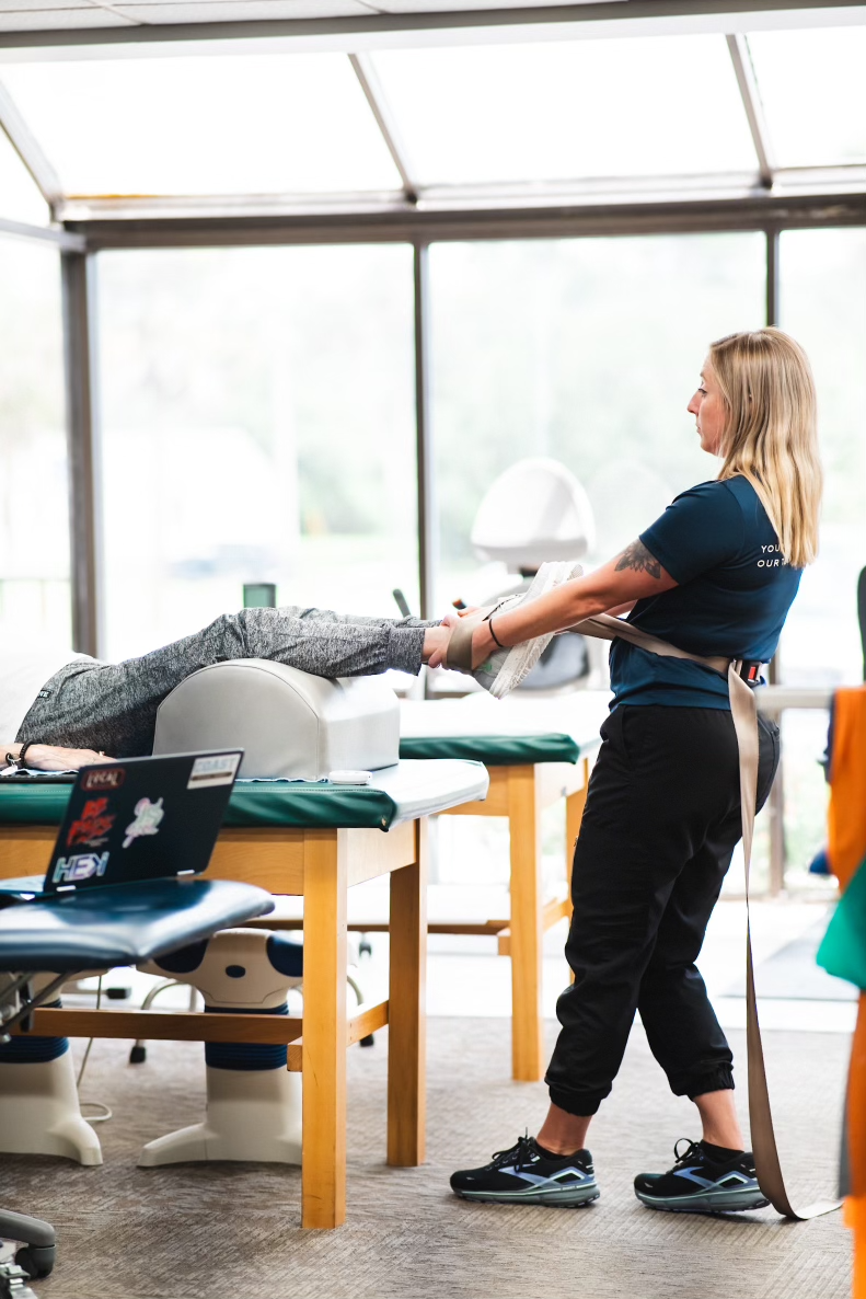 PTA working with patient's strength and flexibility.